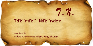 Törő Nándor névjegykártya
